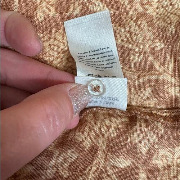 Faherty Tan Floral Faux Wrap Ashley 100% Linen Dress - XS - Picture 10 of 10